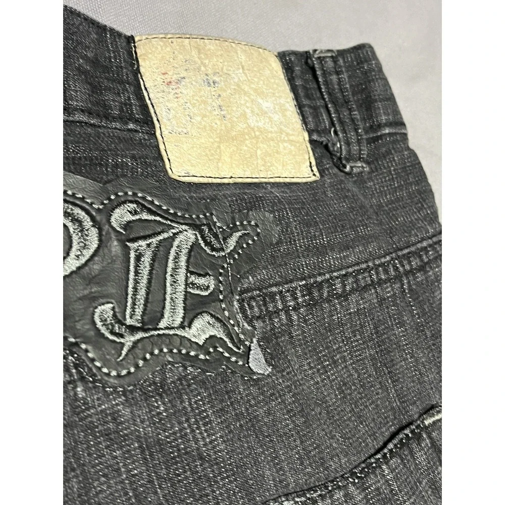 Vintage Y2K Gothic embroidered RED APE baggy jeans wide-leg streetwear 46Wx32L